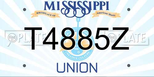 T4885Z Mississippi License Plate