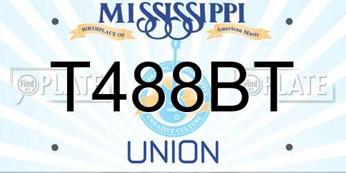 T488BT Mississippi License Plate