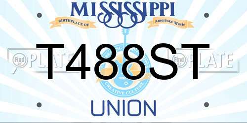T488ST Mississippi License Plate