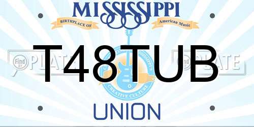 T48TUB Mississippi License Plate