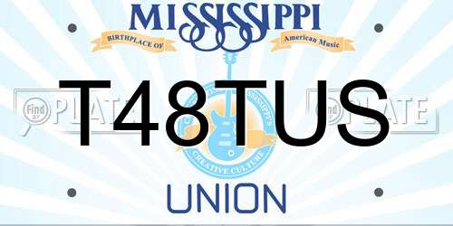 T48TUS Mississippi License Plate