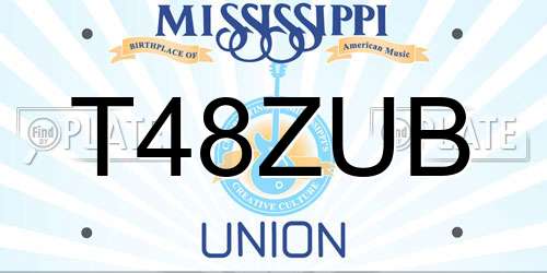 T48ZUB Mississippi License Plate