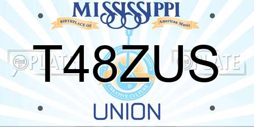 T48ZUS Mississippi License Plate