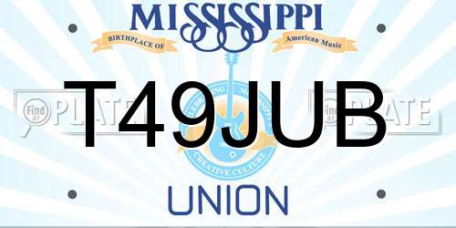 T49JUB Mississippi License Plate