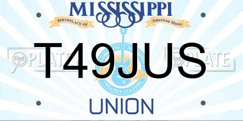 T49JUS Mississippi License Plate