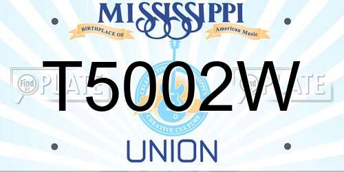 T5002W Mississippi License Plate