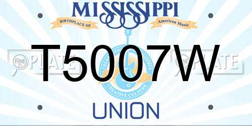 T5007W Mississippi License Plate