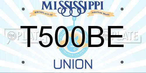 T500BE Mississippi License Plate