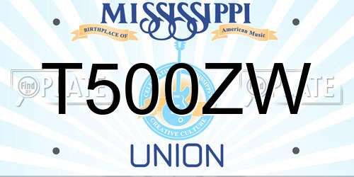 T500ZW Mississippi License Plate