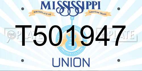 T501947 Mississippi License Plate