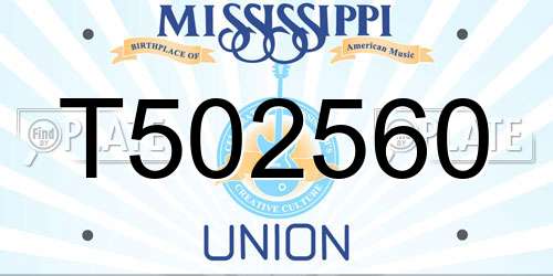 T502560 Mississippi License Plate