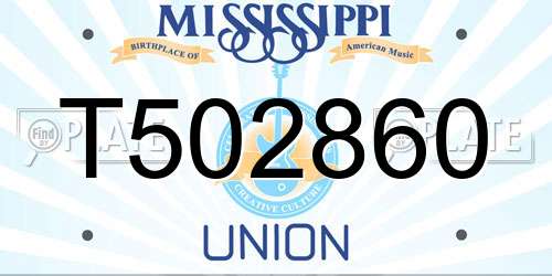 T502860 Mississippi License Plate