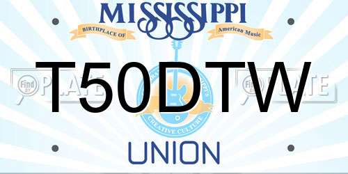 T50DTW Mississippi License Plate
