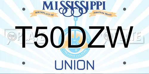 T50DZW Mississippi License Plate