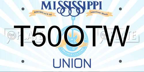 T50OTW Mississippi License Plate