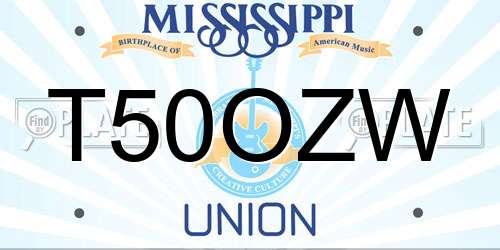 T50OZW Mississippi License Plate