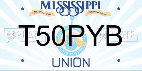 T50PYB Mississippi License Plate