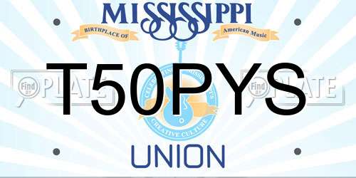 T50PYS Mississippi License Plate