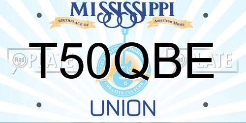 T50QBE Mississippi License Plate