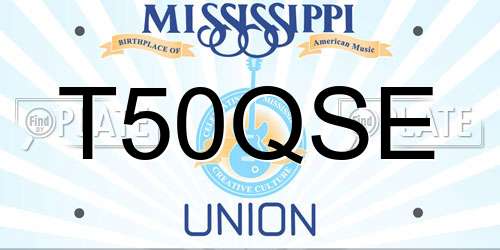 T50QSE Mississippi License Plate