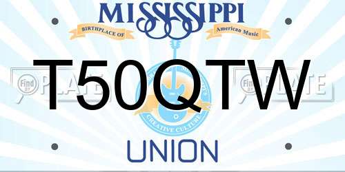T50QTW Mississippi License Plate