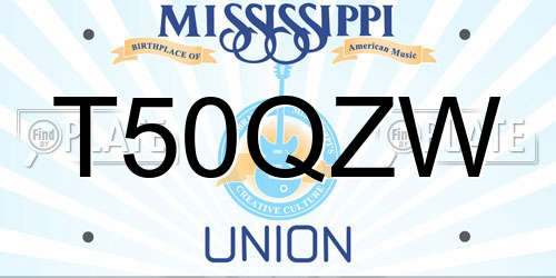 T50QZW Mississippi License Plate