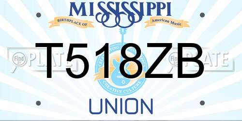 T518ZB Mississippi License Plate