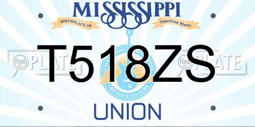 T518ZS Mississippi License Plate
