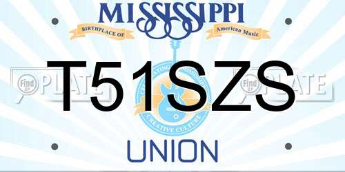 T51SZS Mississippi License Plate