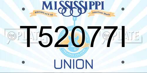 T52077I Mississippi License Plate