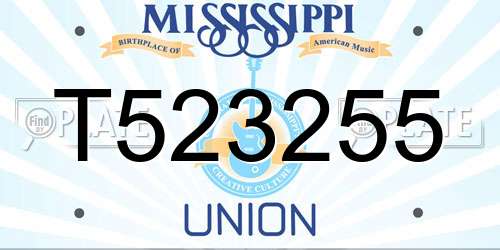 T523255 Mississippi License Plate