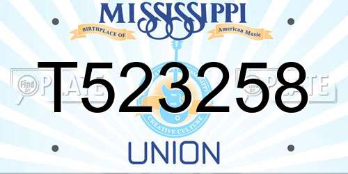 T523258 Mississippi License Plate