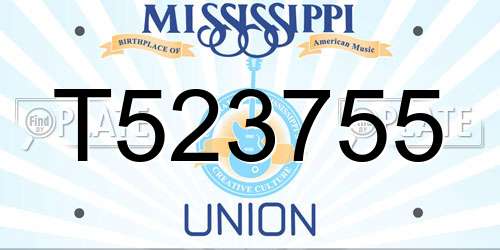 T523755 Mississippi License Plate