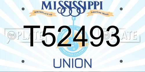 T52493 Mississippi License Plate