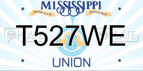 T527WE Mississippi License Plate