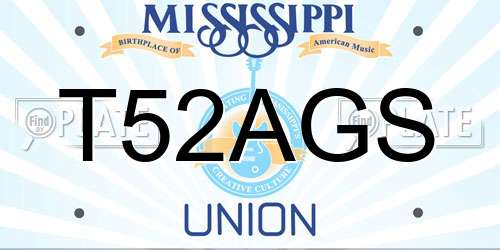 T52AGS Mississippi License Plate