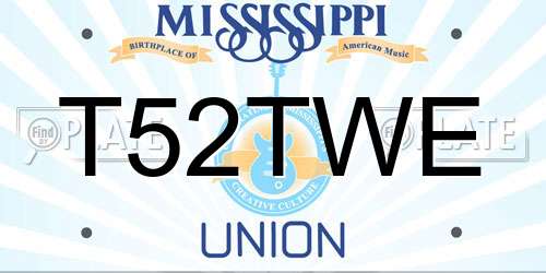 T52TWE Mississippi License Plate