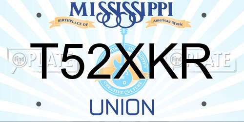 T52XKR Mississippi License Plate