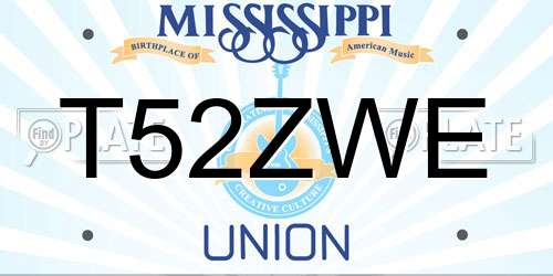 T52ZWE Mississippi License Plate