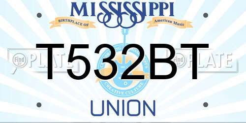 T532BT Mississippi License Plate