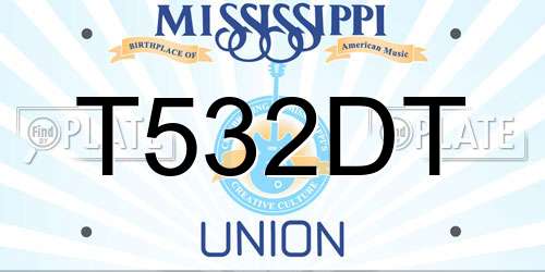 T532DT Mississippi License Plate