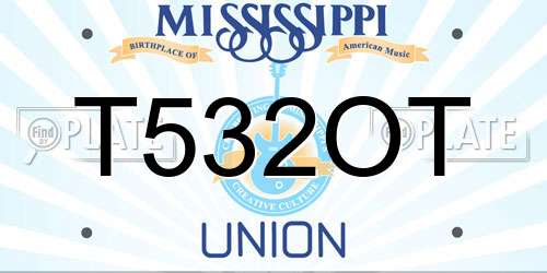 T532OT Mississippi License Plate