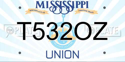 T532OZ Mississippi License Plate