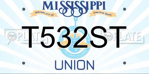 T532ST Mississippi License Plate