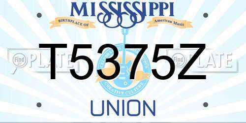 T5375Z Mississippi License Plate