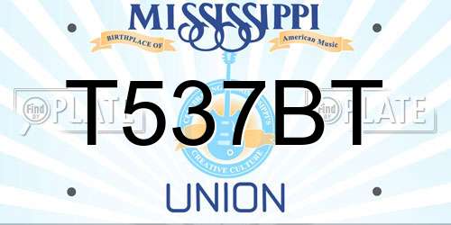 T537BT Mississippi License Plate