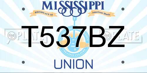 T537BZ Mississippi License Plate