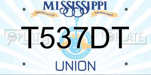 T537DT Mississippi License Plate