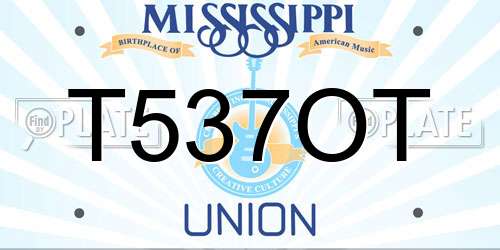 T537OT Mississippi License Plate