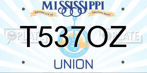 T537OZ Mississippi License Plate
